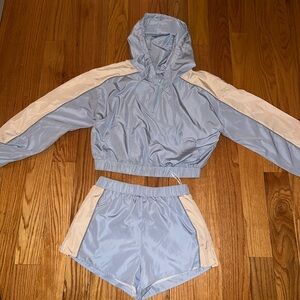 Two-Piece Light Blue and Cream Athletic Set from Bobbles and Lace